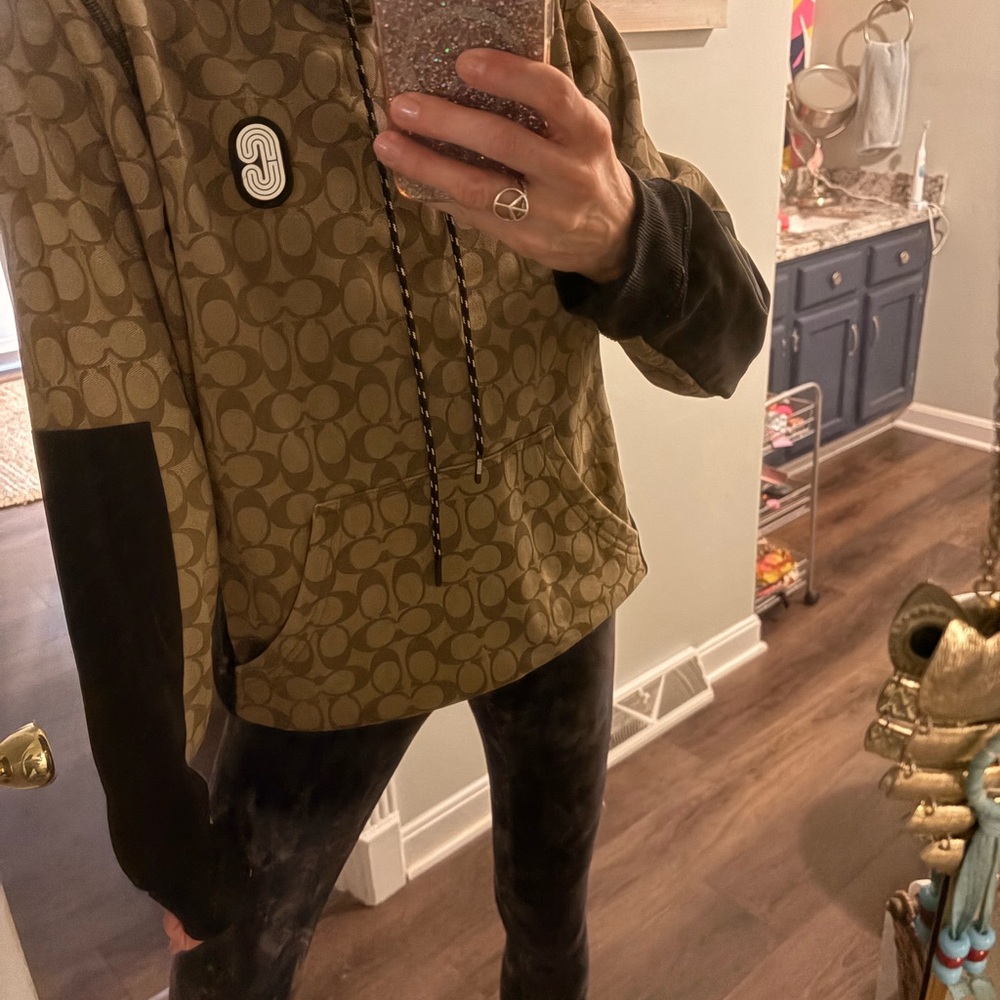 Coach Tan and Black Patterned Hoodie